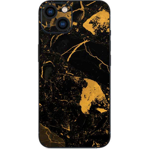 Black and Gold Scattered Marble iPhone 14 Plus Skin